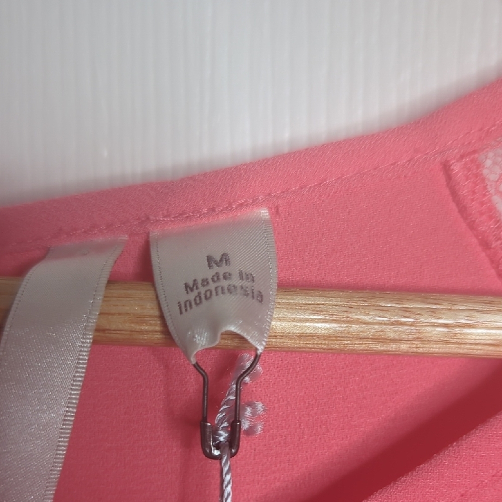 LC Lauren Conrad Pink Lace Sleeve Blouse - Picture 2 of 7